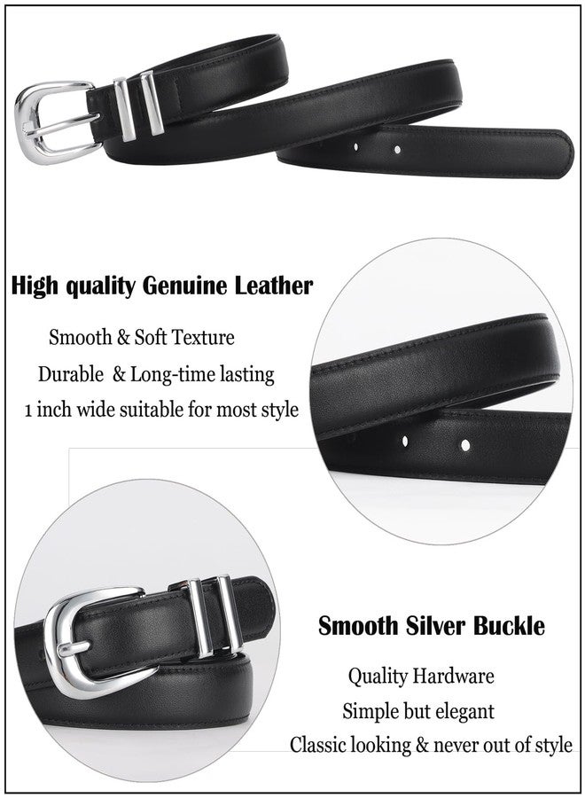 ALAIX Women's Leather Belt for Jeans Pants Dress Black Leather Belt with Gold/Silver Buckle Fashion Jeans Belts for Women - Image 4